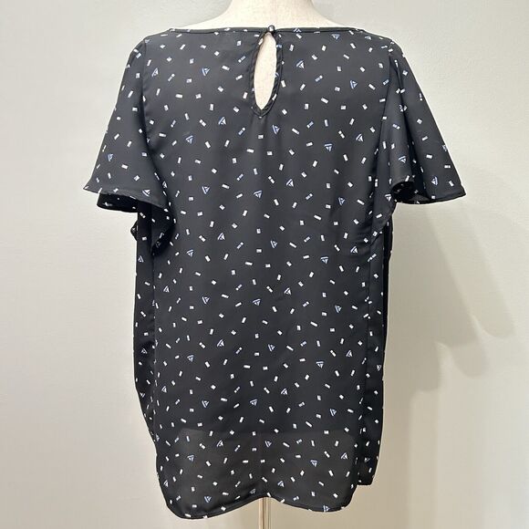 Torrid Top Women's 3 3X Black Cottagecore Boho Beachy Criss Cross Boats Flutter - Picture 2 of 13